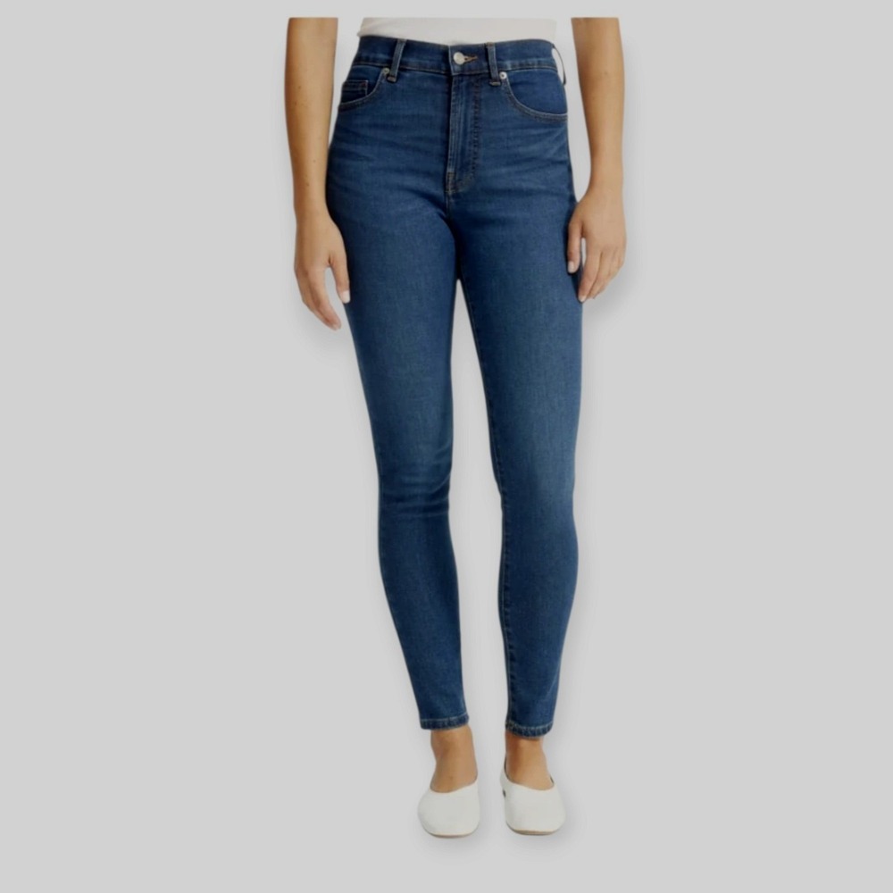 Everlane Womens 24 Tall NWT High Rise Skinny Jeans Minimalist Mid Blue Pants